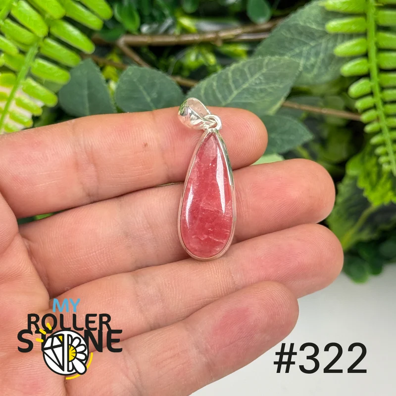 Anhänger aus 925er Sterlingsilber mit durchscheinendem Rhodochrosit #P322