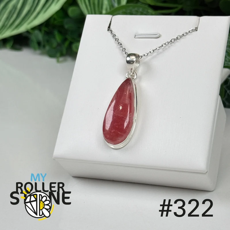 Anhänger aus 925er Sterlingsilber mit durchscheinendem Rhodochrosit #P322