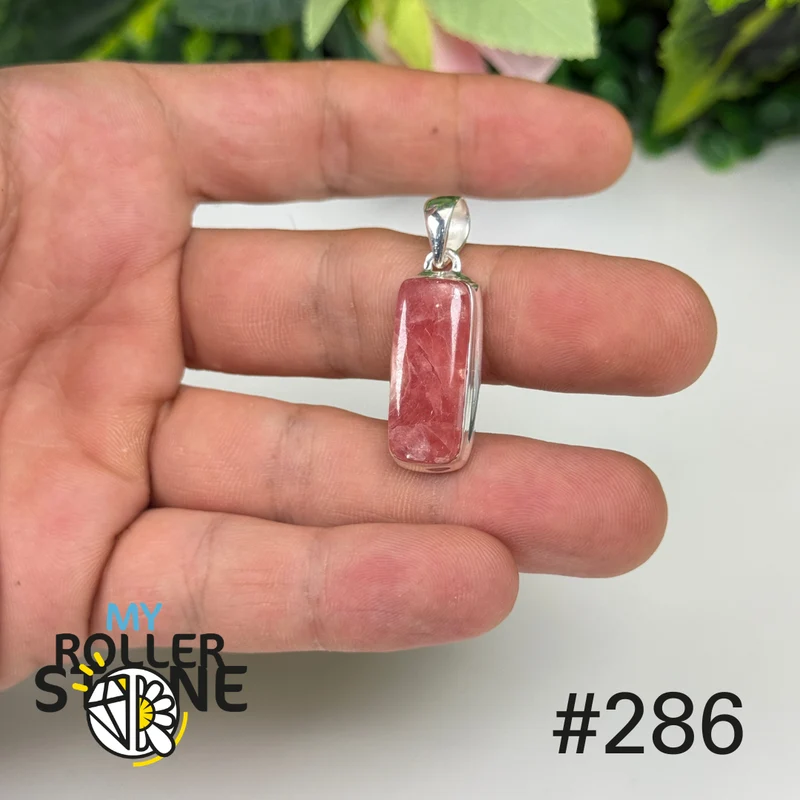 Anhänger aus 925er Sterlingsilber mit durchscheinendem Rhodochrosit #P286