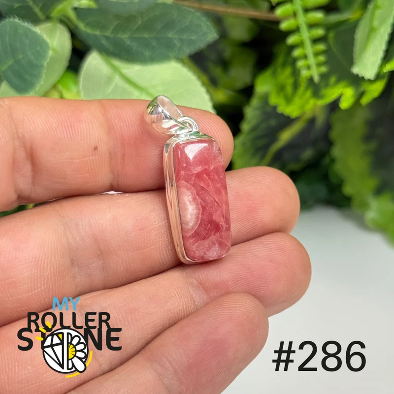 Anhänger aus 925er Sterlingsilber mit durchscheinendem Rhodochrosit #P286