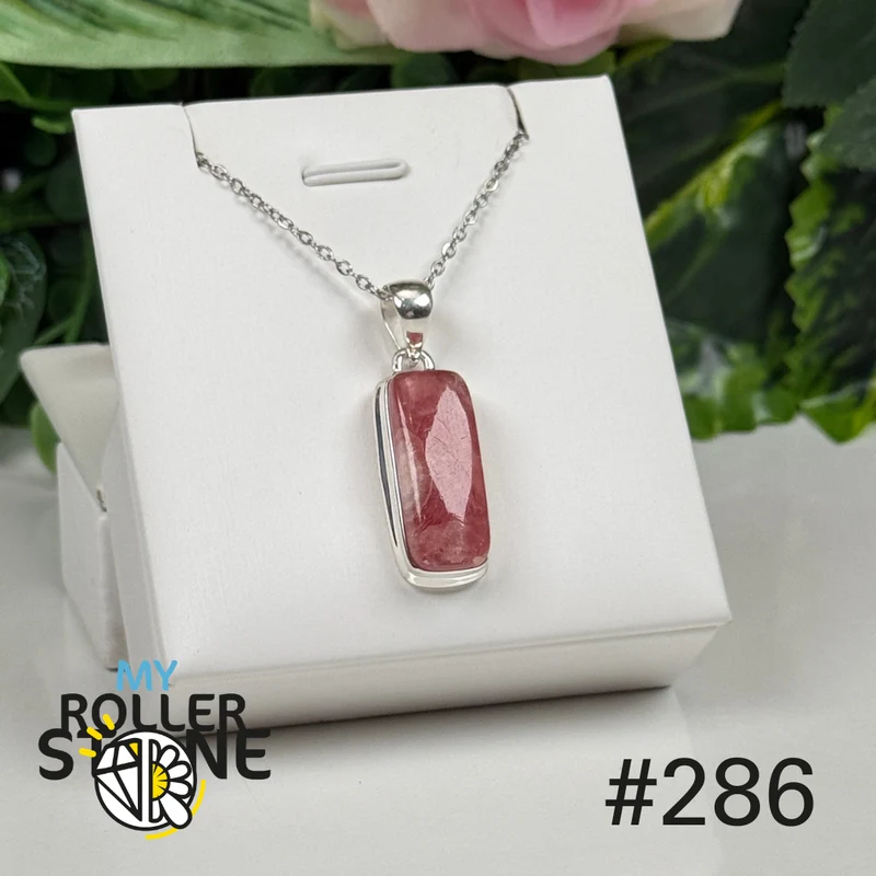 Anhänger aus 925er Sterlingsilber mit durchscheinendem Rhodochrosit #P286