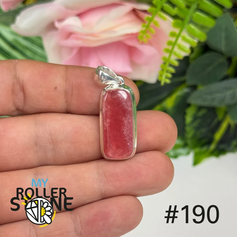 Anhänger aus 925er Sterlingsilber mit durchscheinendem Rhodochrosit #P190