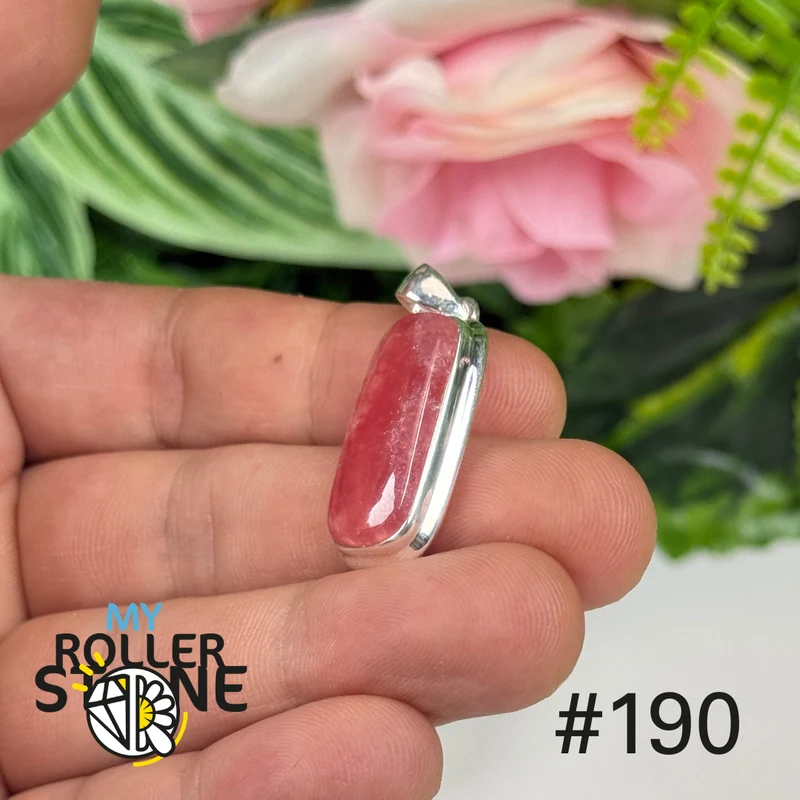 Anhänger aus 925er Sterlingsilber mit durchscheinendem Rhodochrosit #P190
