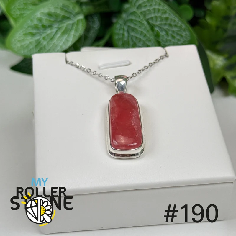 Anhänger aus 925er Sterlingsilber mit durchscheinendem Rhodochrosit #P190