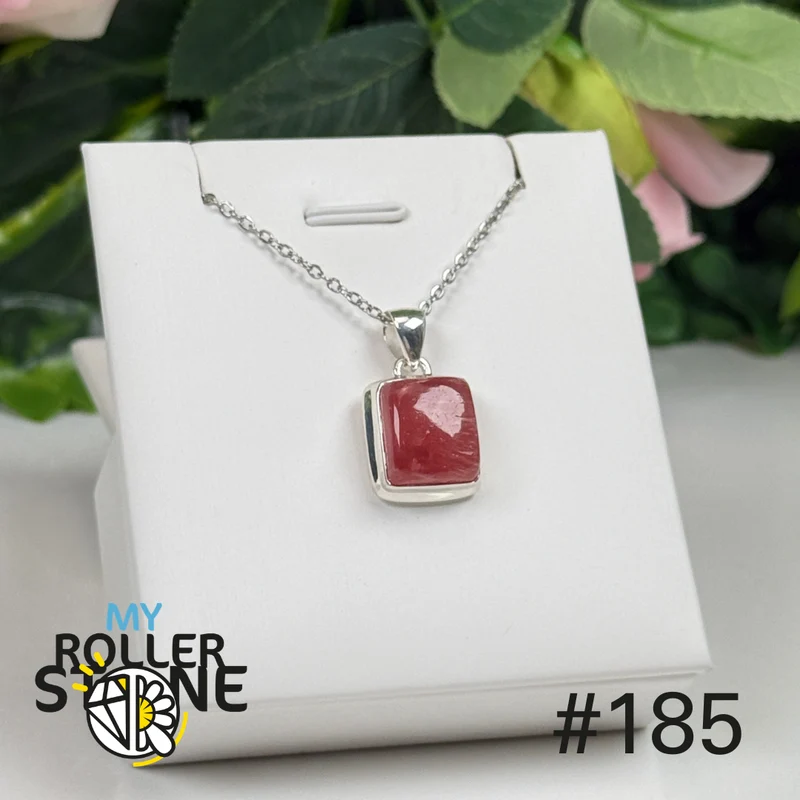 Anhänger aus 925er Sterlingsilber mit durchscheinendem Rhodochrosit #P185