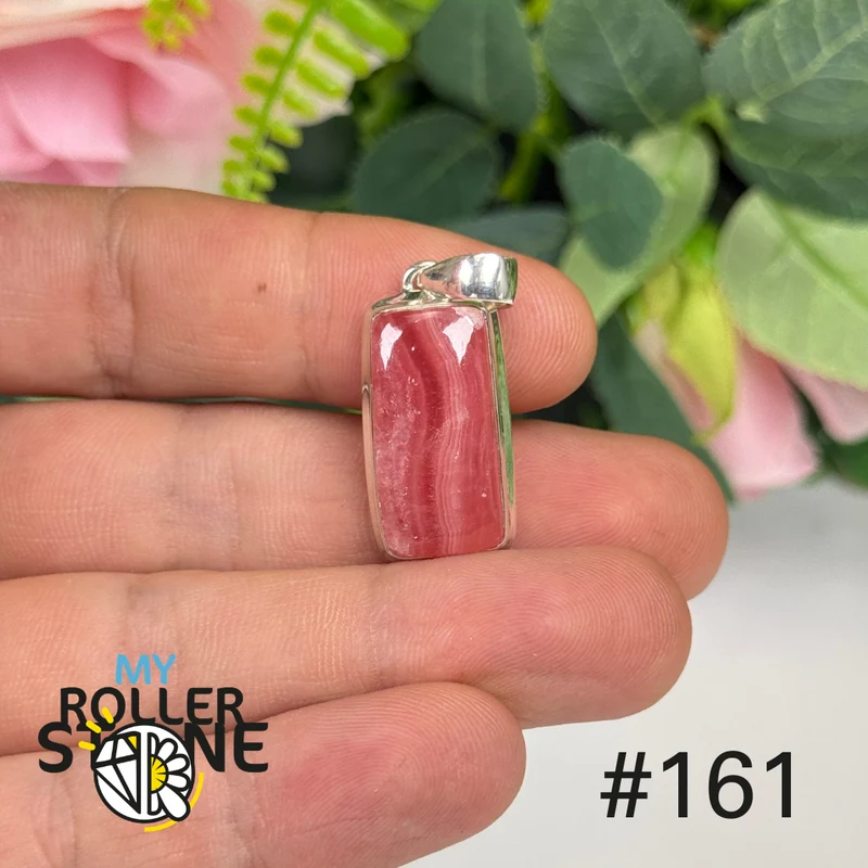 Anhänger aus 925er Sterlingsilber mit durchscheinendem Rhodochrosit #P161