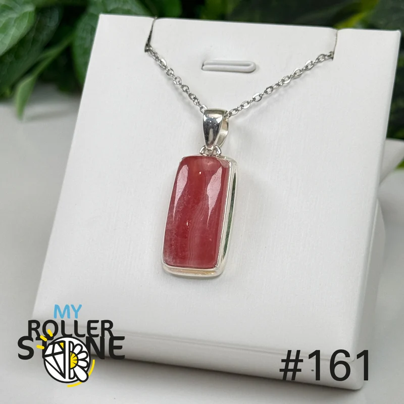 Anhänger aus 925er Sterlingsilber mit durchscheinendem Rhodochrosit #P161
