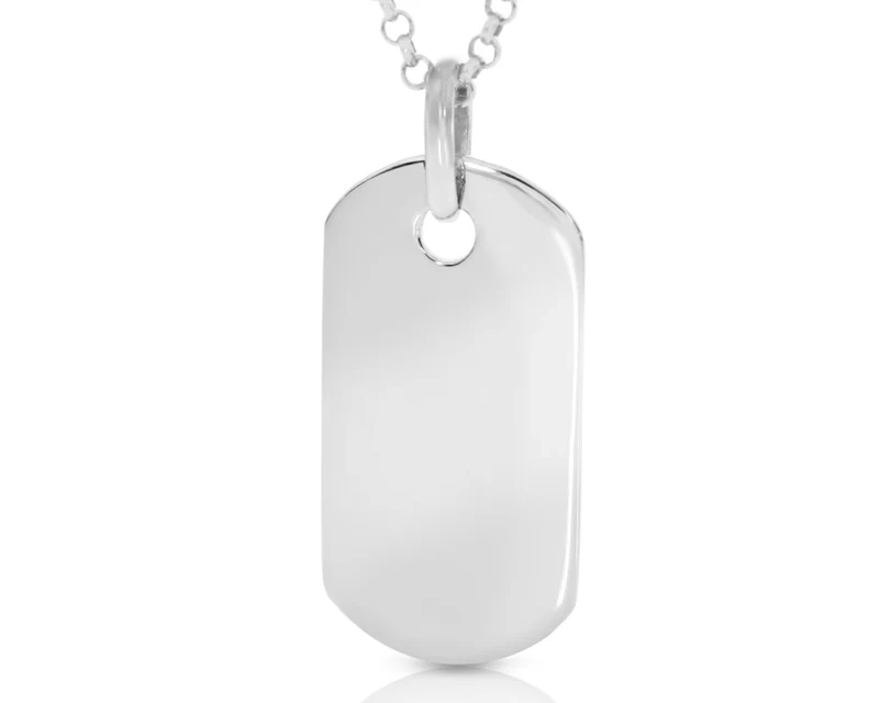 Dog Tag Gravur Anhänger Kette 925 Sterling Silber