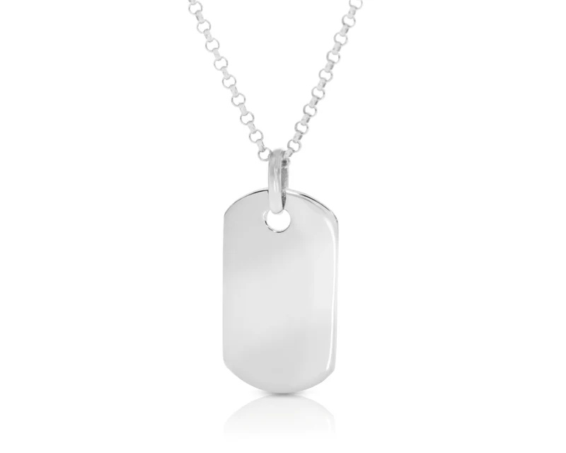 Dog Tag Gravur Anhänger Kette 925 Sterling Silber