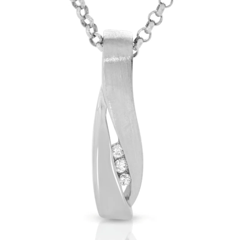 Damen Zirkonia Anhänger geschwungen Kette 925 Sterling Silber