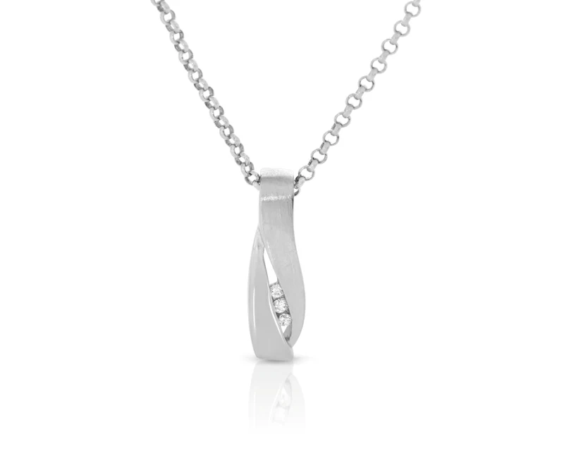 Damen Zirkonia Anhänger geschwungen Kette 925 Sterling Silber