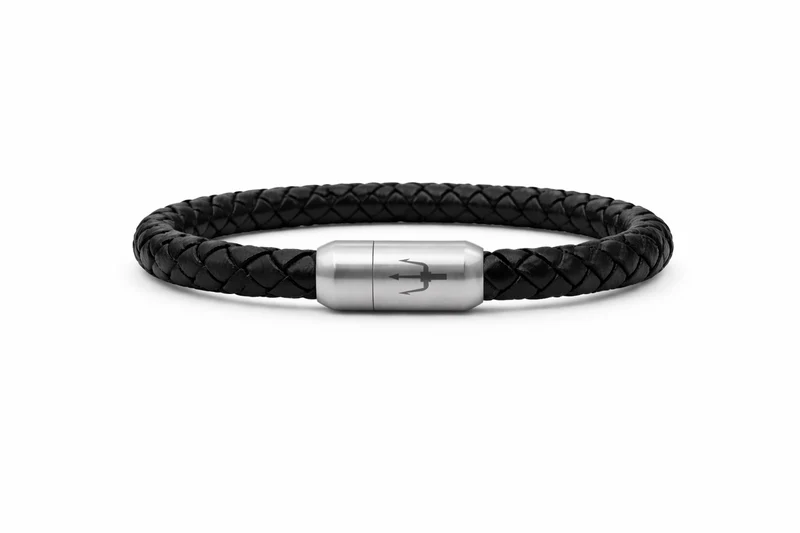Puro Onyx – Lederarmband Herren Schwarz Geflochten 6mm | Handgefertigt