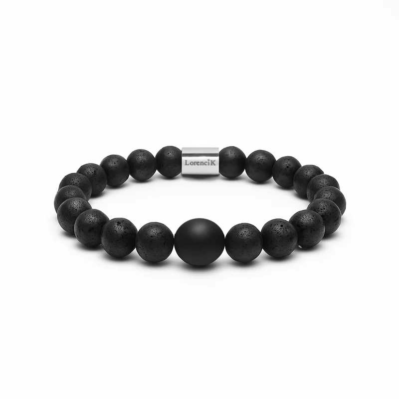 Infinity Balance – Lava Core | Perlenarmband Herren Lavastein 8mm
