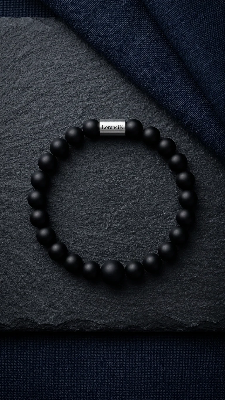 Infinity Balance – Onyx Pure | Onyx Perlenarmband Herren Schwarz 8 mm