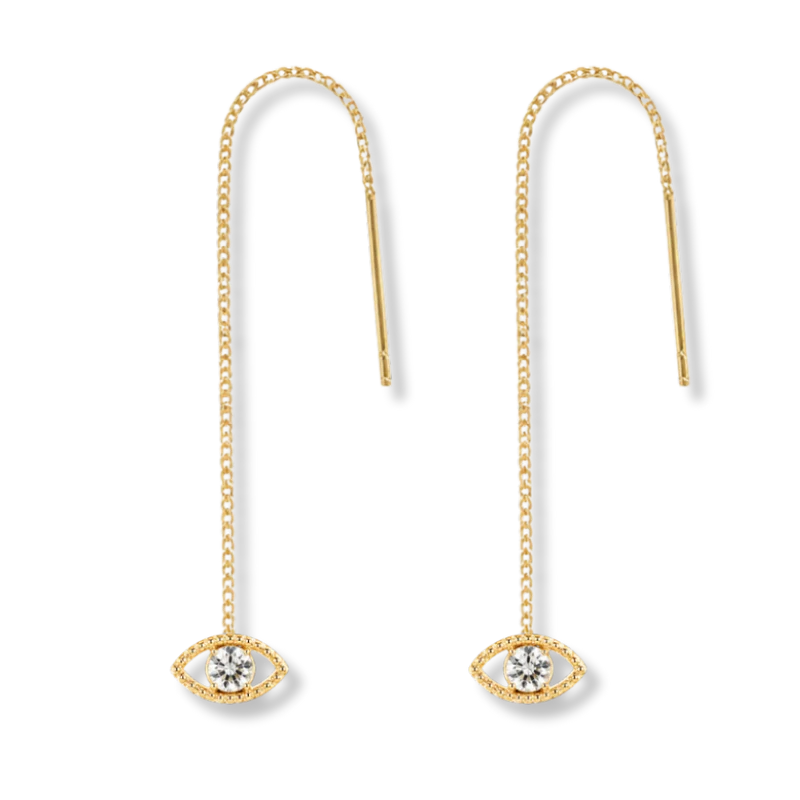Pave Eye Dangle Ohrstecker 14K Vergoldet
