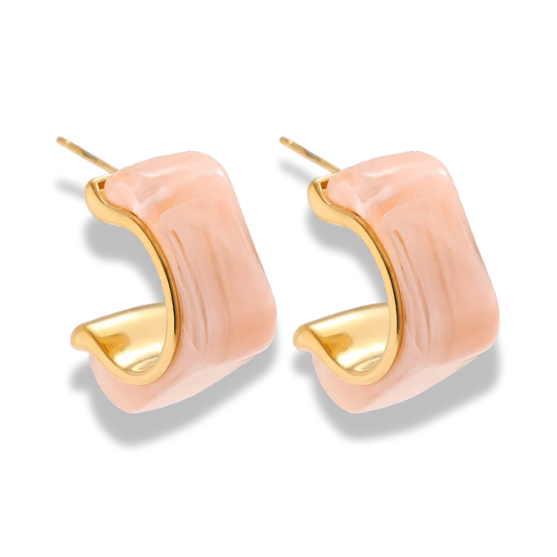 Square Rose Quartz Ohrstecker 14K Vergoldet