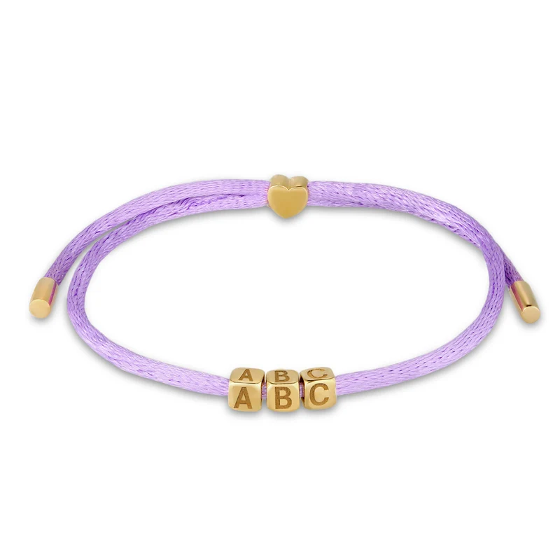 Armband 3x Würfel Gravur | Satin (Lila)