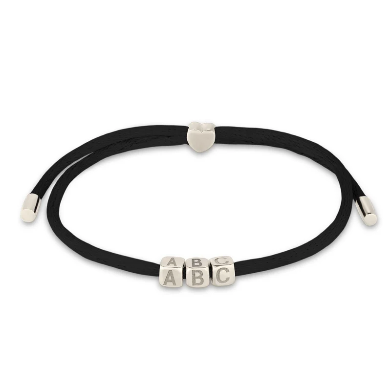 Armband 3x Würfel Gravur | Satin (Lila)
