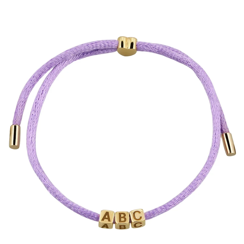 Armband 3x Würfel Gravur | Satin (Lila)