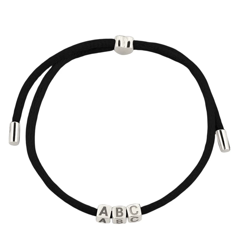 Armband 3x Würfel Gravur | Satin (Lila)
