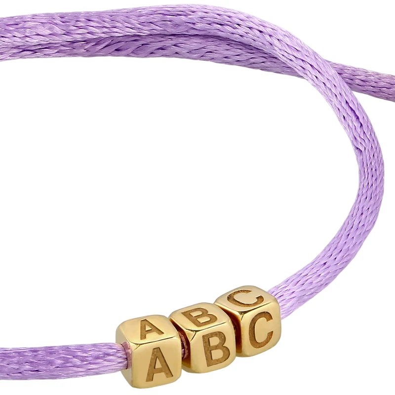 Armband 3x Würfel Gravur | Satin (Lila)