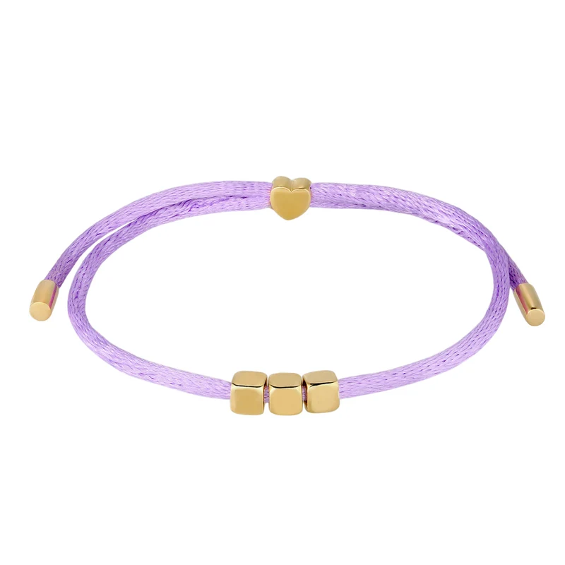 Armband 3x Würfel Gravur | Satin (Lila)