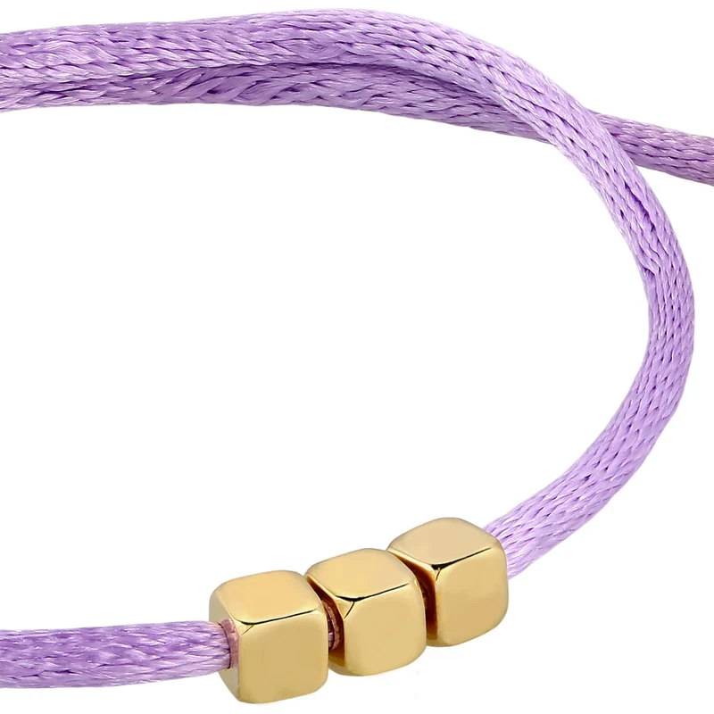 Armband 3x Würfel Gravur | Satin (Lila)