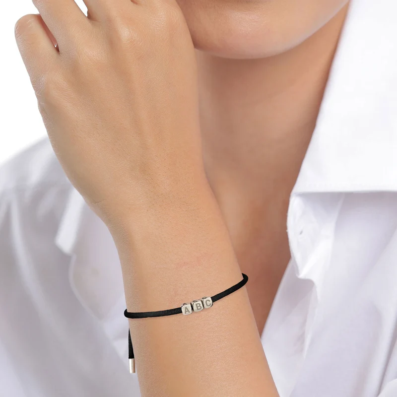 Armband 3x Würfel Gravur | Satin (Lila)