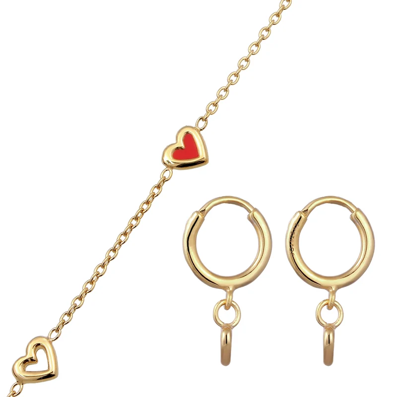 Schmuckset Herz | Emaille Rot