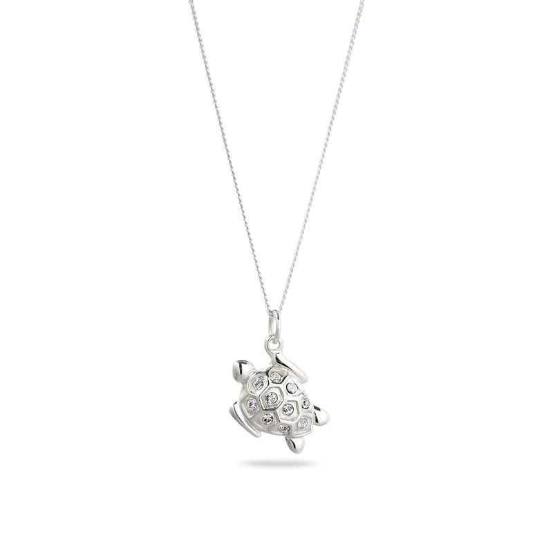 Halskette Schildkröte | mit Kristallen von Swarovski® (Weiß)