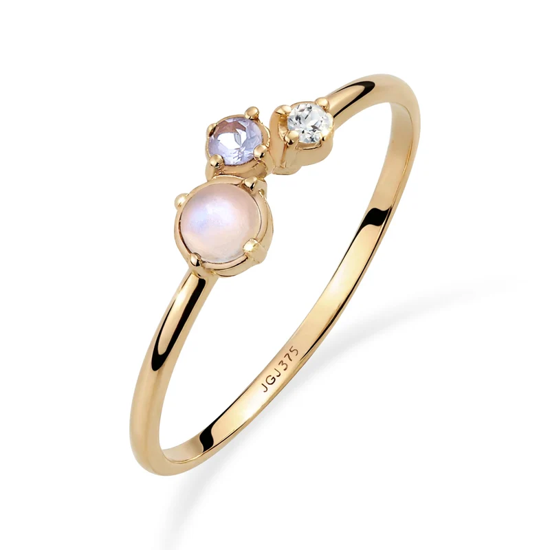 Ring mit Diamant (0.015 ct) | Opal & Mondstein