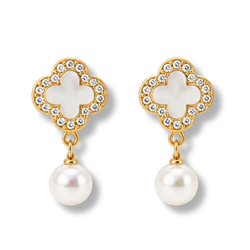 Precious Lucky Leaf Pearl Ohrstecker 14K Vergoldet
