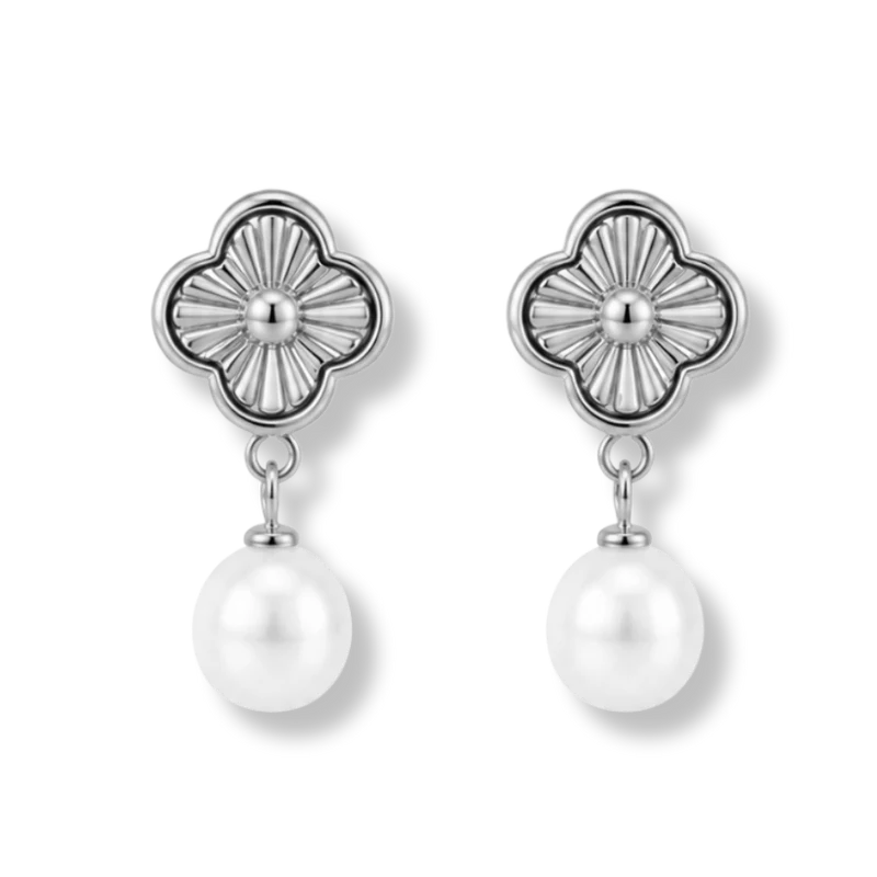 Tiny Precious Golden Lucky Leaf Pearl Ohrstecker 14K Vergoldet