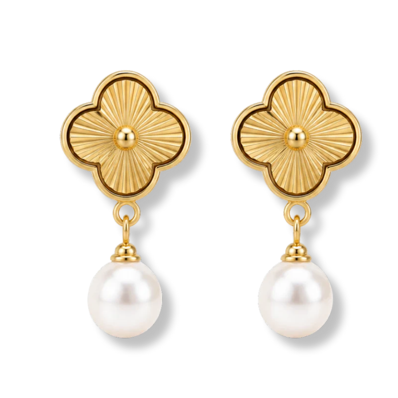 Precious Golden Lucky Leaf Pearl Ohrstecker 14K Vergoldet