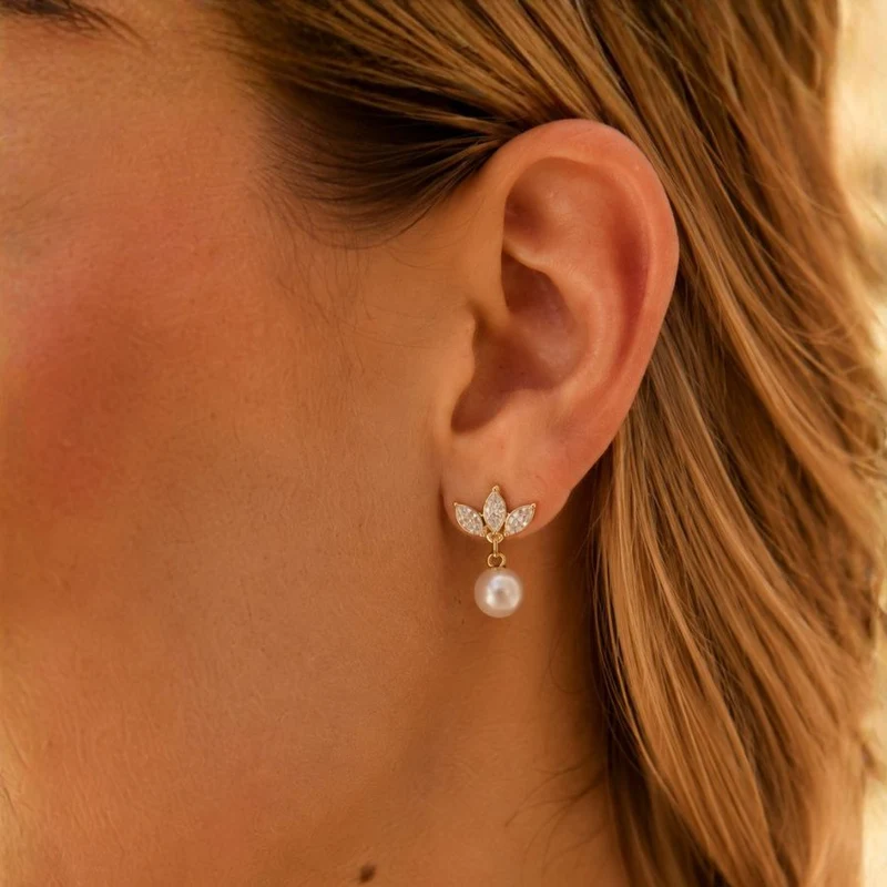 Precious Lotus Pearl Ohrstecker 14K Vergoldet