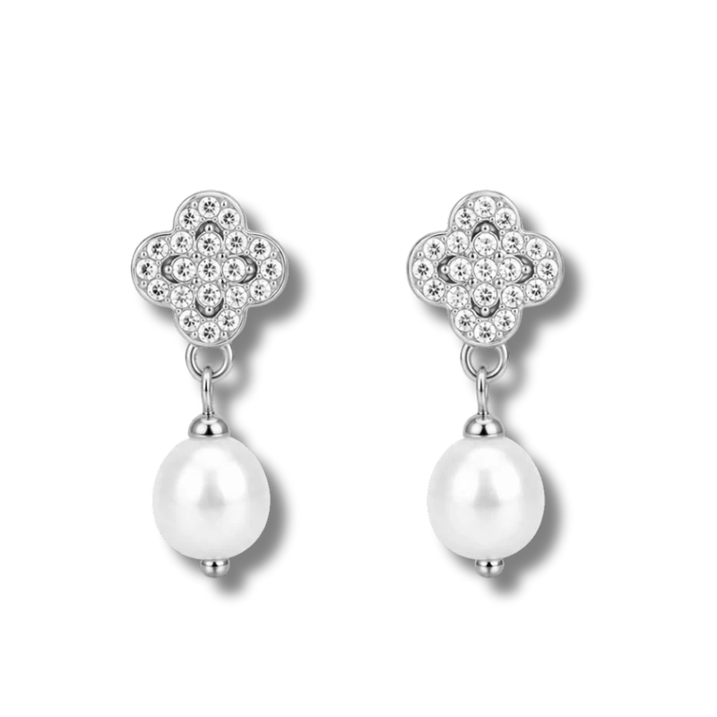 Melsol Lucky Flower Pearl Ohrstecker 14K vergoldet