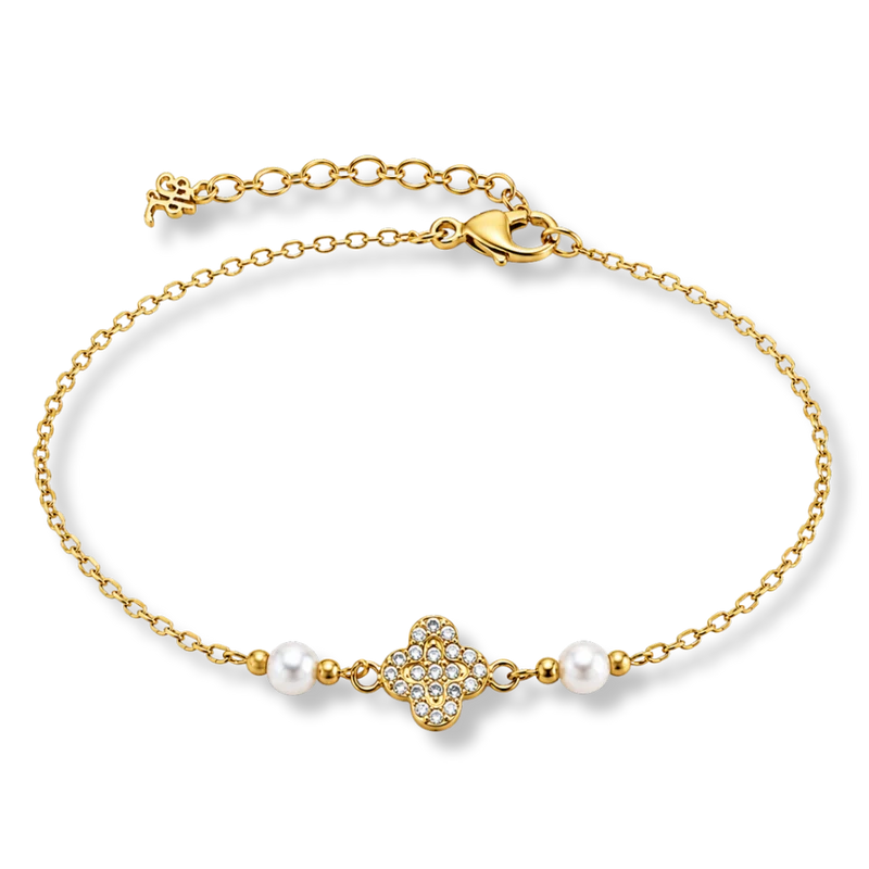 Melsol Lucky Flower Pearl Armband 14K vergoldet