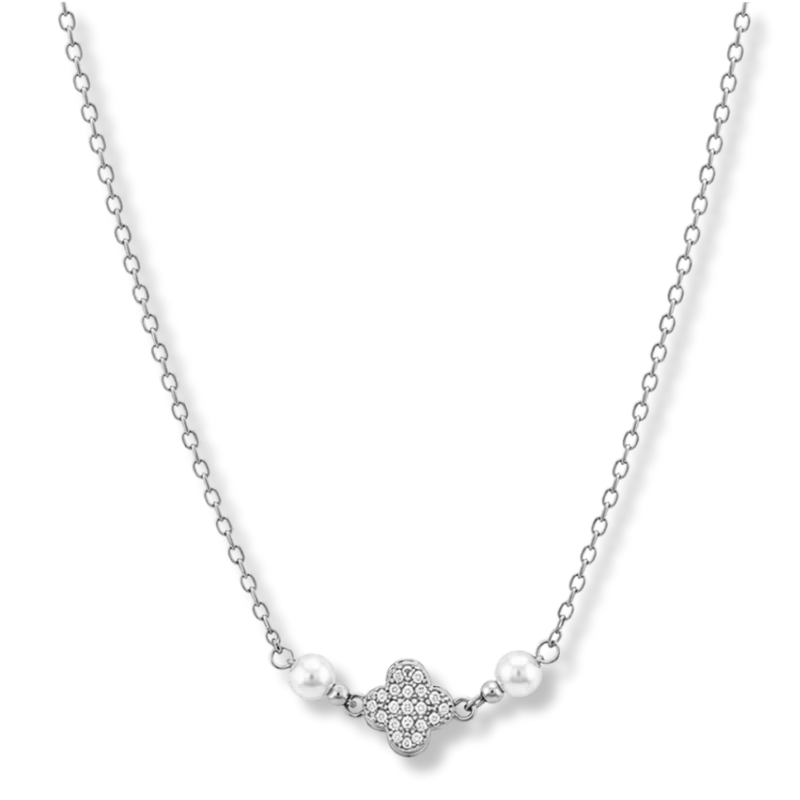 Melsol Lucky Flower Pearl Kette 14K vergoldet