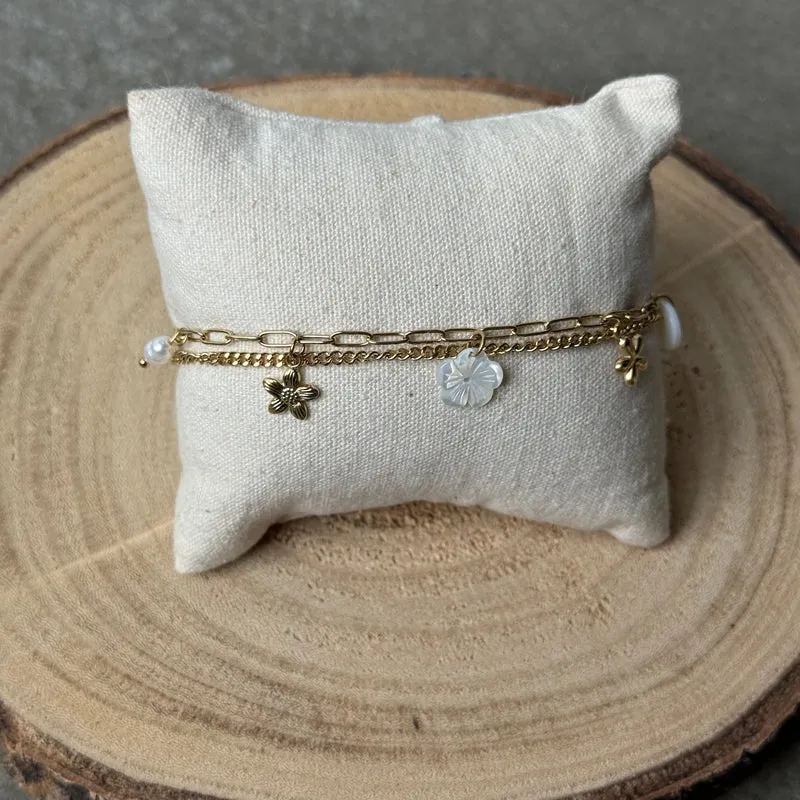 Flora Pearls Armband | Gold
