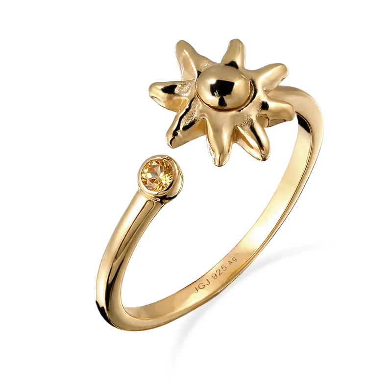 mit Citrin Sonnensymbol Gelb 925 Sterling Silber vergoldet