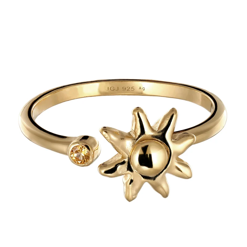 mit Citrin Sonnensymbol Gelb 925 Sterling Silber vergoldet