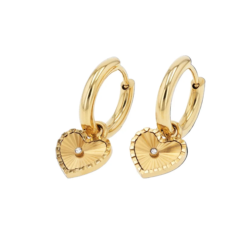 Sunray Heart Charm Hoop