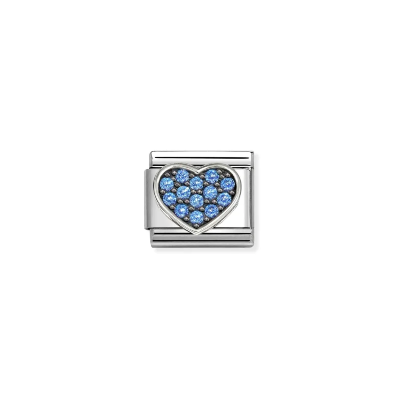 Classic Silver CZ Rich Light Blue Heart Love & Hearts Charms