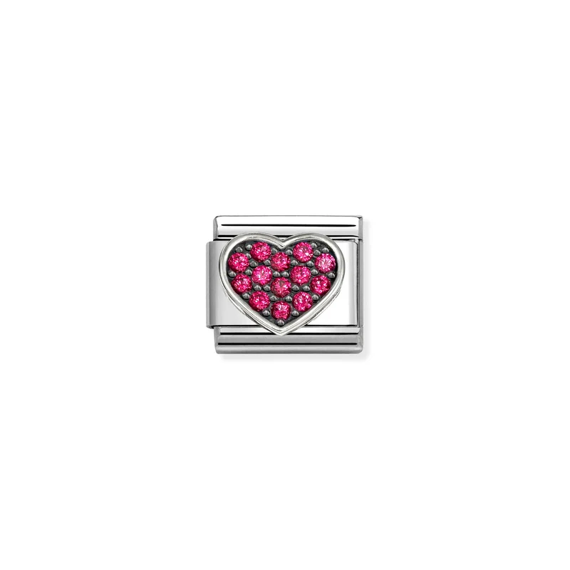 Classic Silver CZ Rich Red Heart Love & Hearts Charms