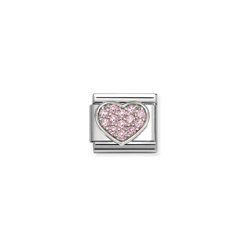Classic Silver CZ Rich Pink Heart Love & Hearts Charms