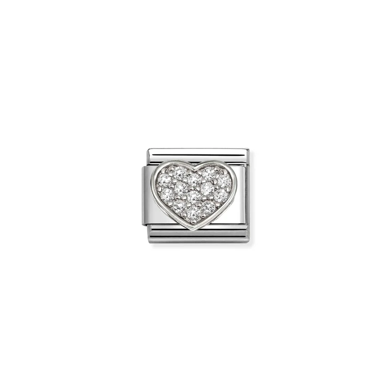 Classic Silver CZ Rich Clear Heart Love & Hearts Charms