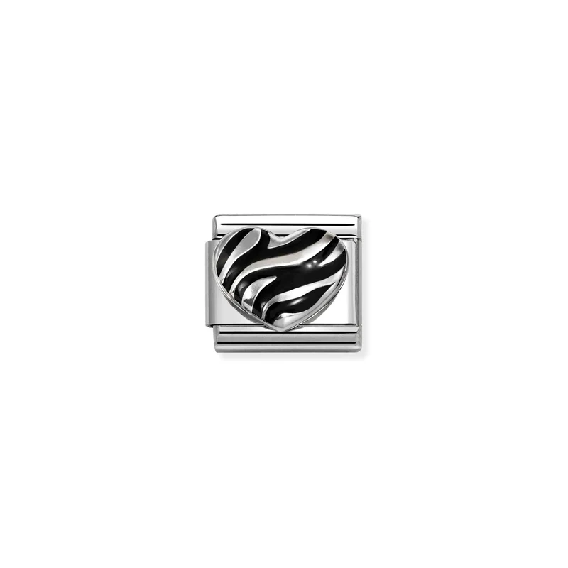 Classic Silver and Enamel Tiger-Print Heart Love & Hearts Charms