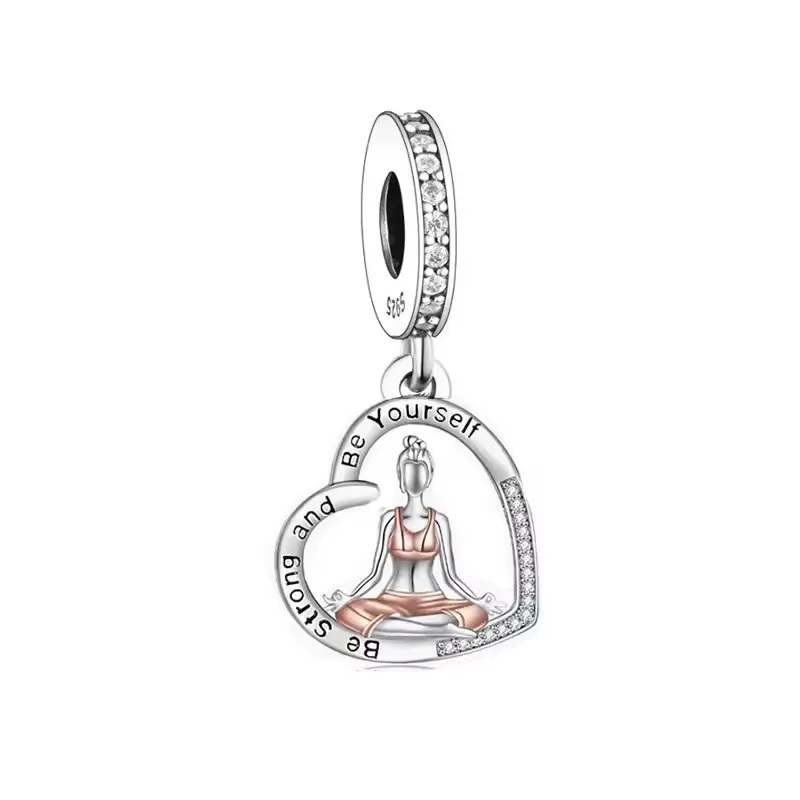 "Be Strong and Be Yourself" Heart Dangle Charm | RGP CZ