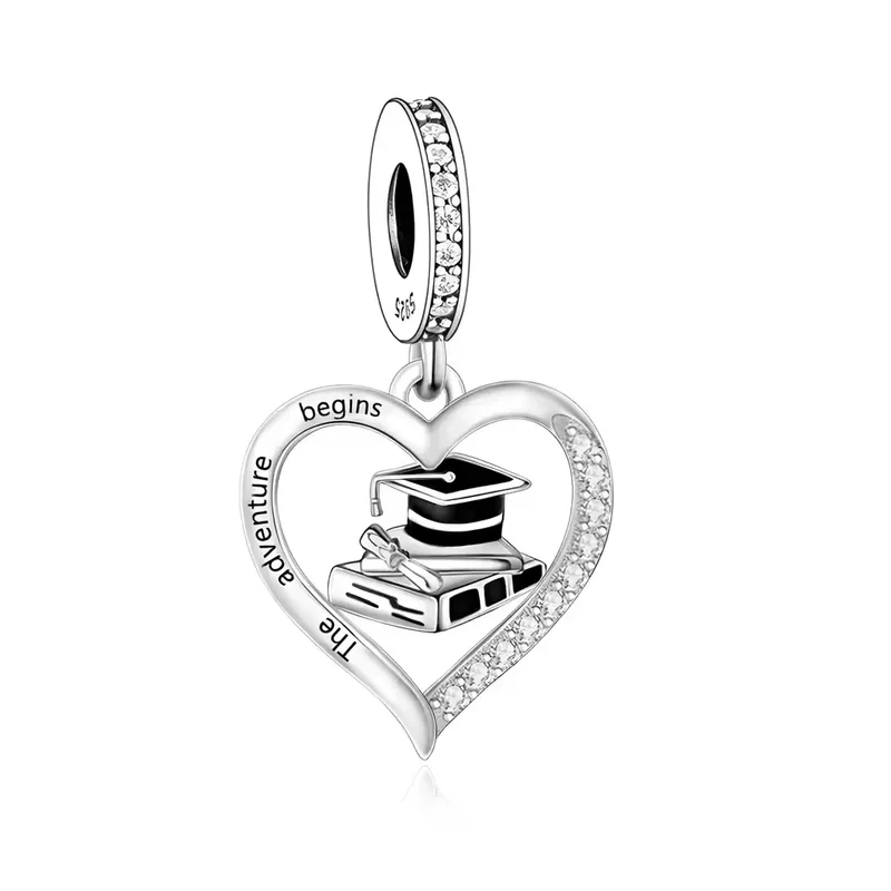 "The Adventure Begins" Graduation Dangle Charm | CZ EN