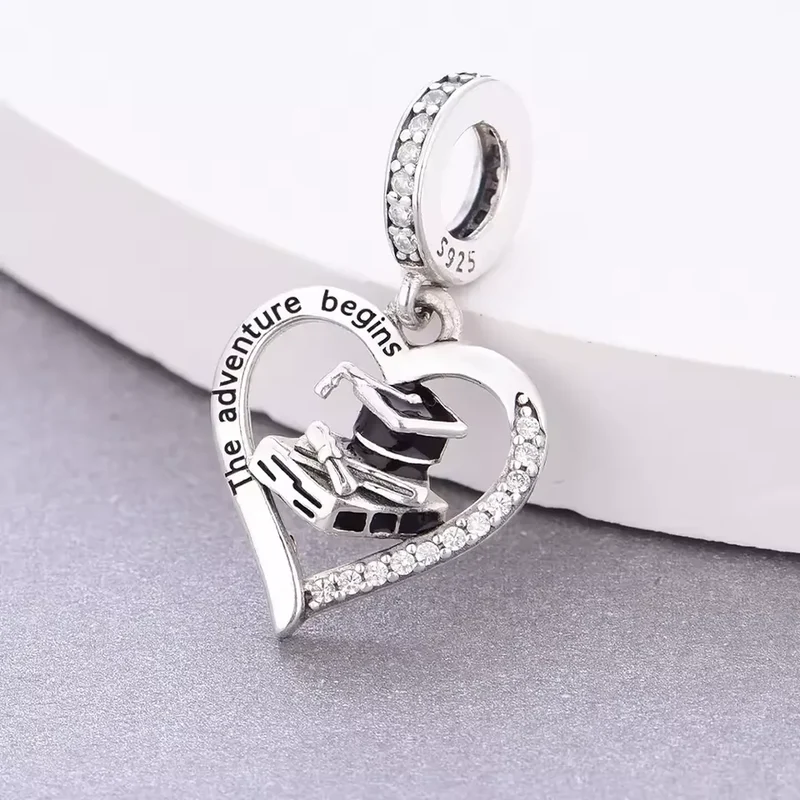 "The Adventure Begins" Graduation Dangle Charm | CZ EN